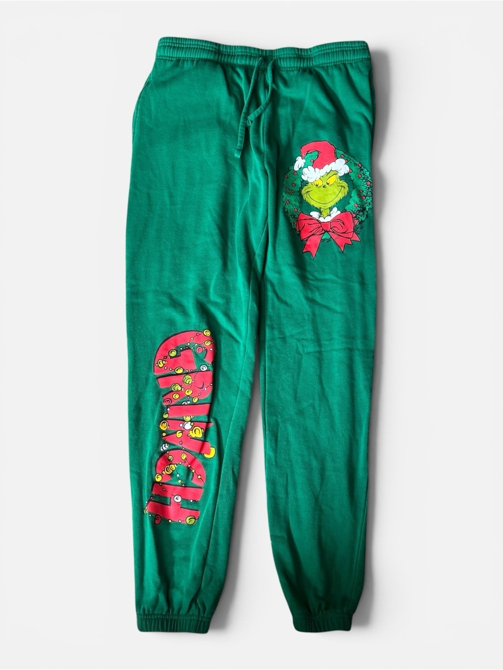 Green Grinch Graphic Holiday Joggers, Size Medium, Christmas Pants, Comfort